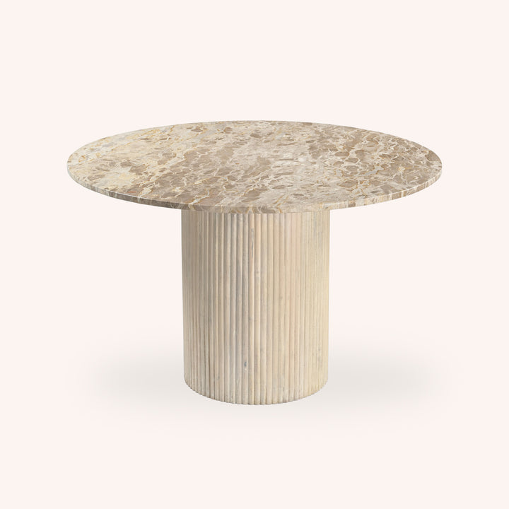Mesa de Comedor Aman - BEIGE Y BLANCO