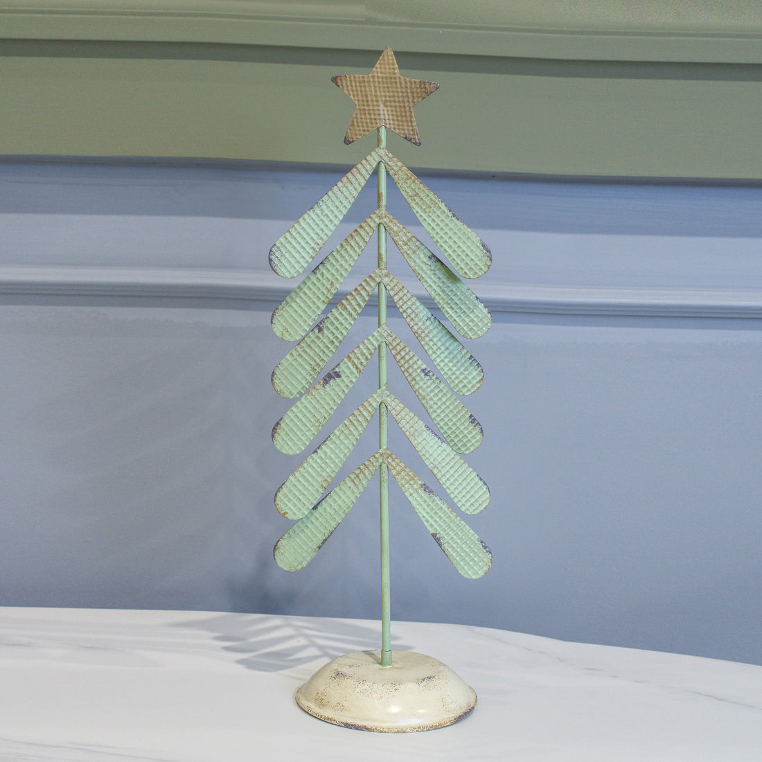 Adorno de Metal – Árbol - VERDE Y CREMA