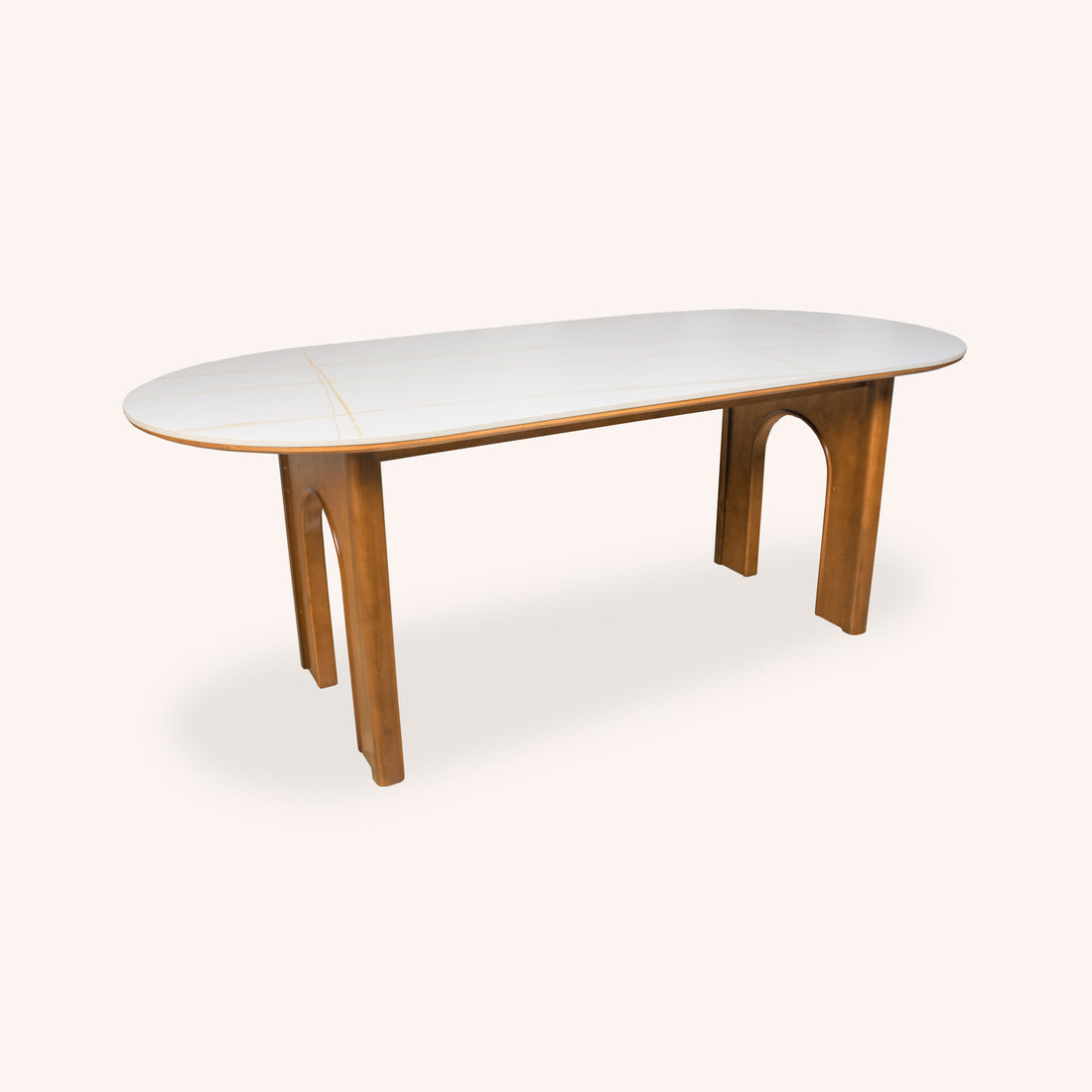 Mesa de Comedor Ovalada Artemis - BLANCO Y CHOCOLATE