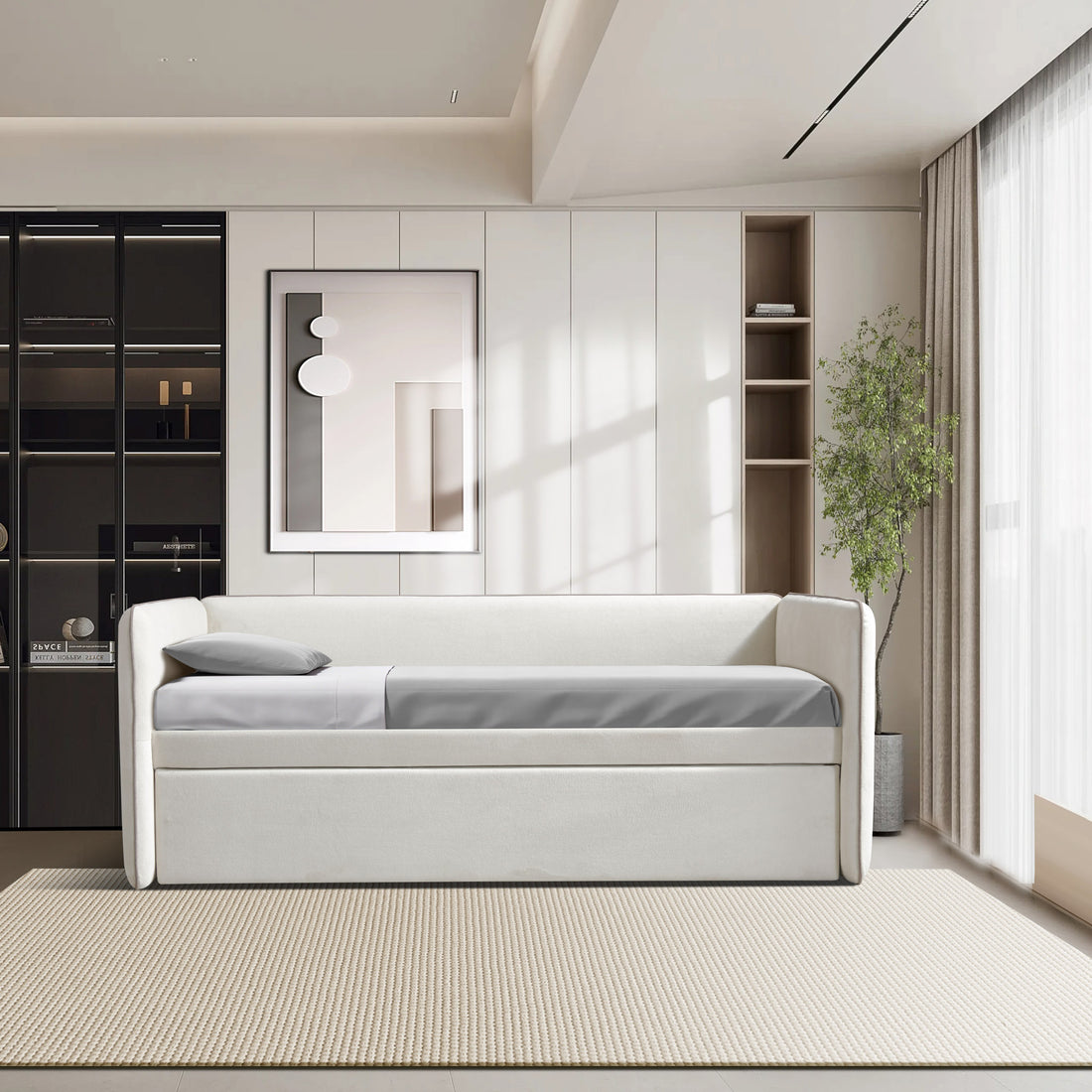 Cama Daybed Twin Andy - OFF WHITE Y GRIS