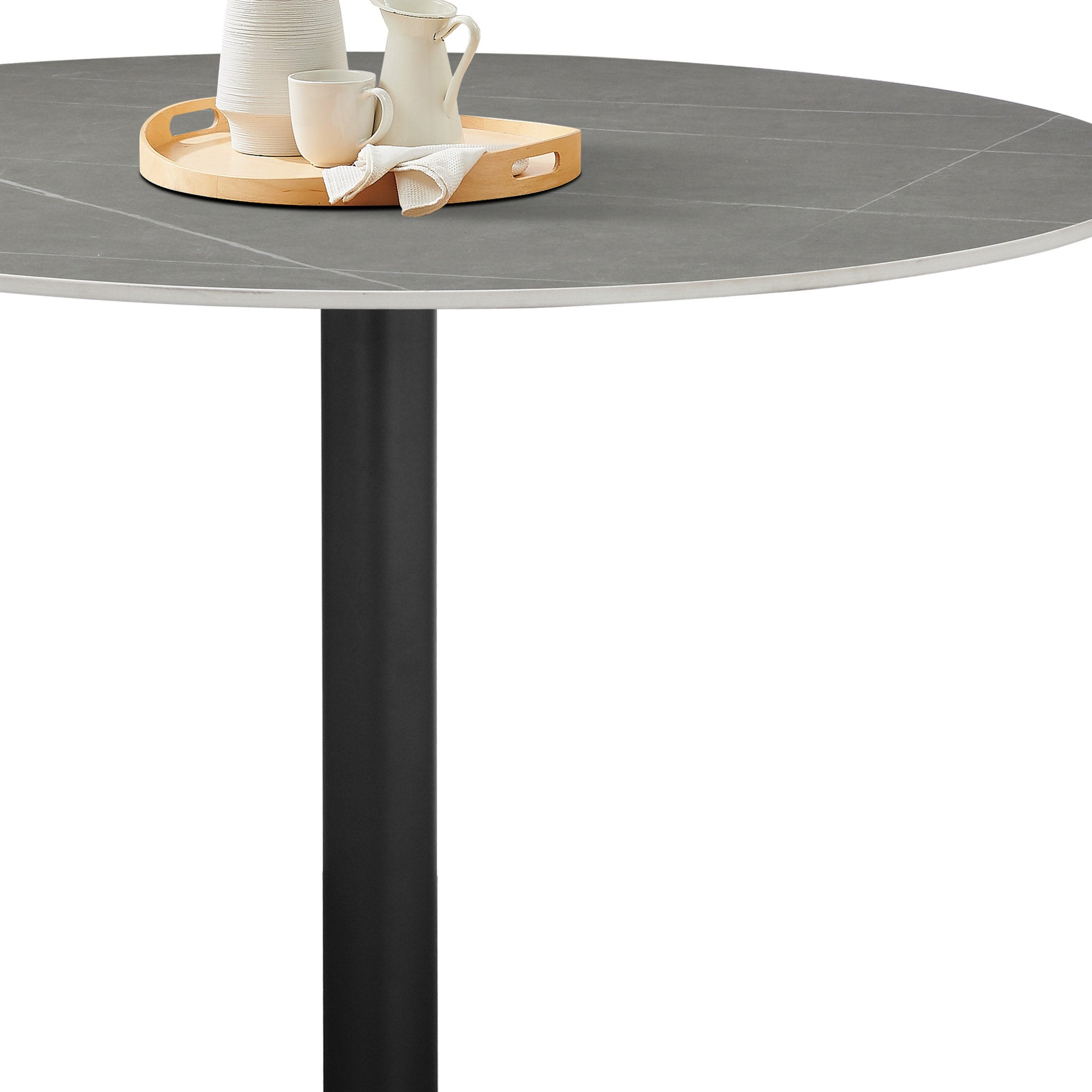 Mesa de Comedor Redonda Martini - GRIS Y NEGRO