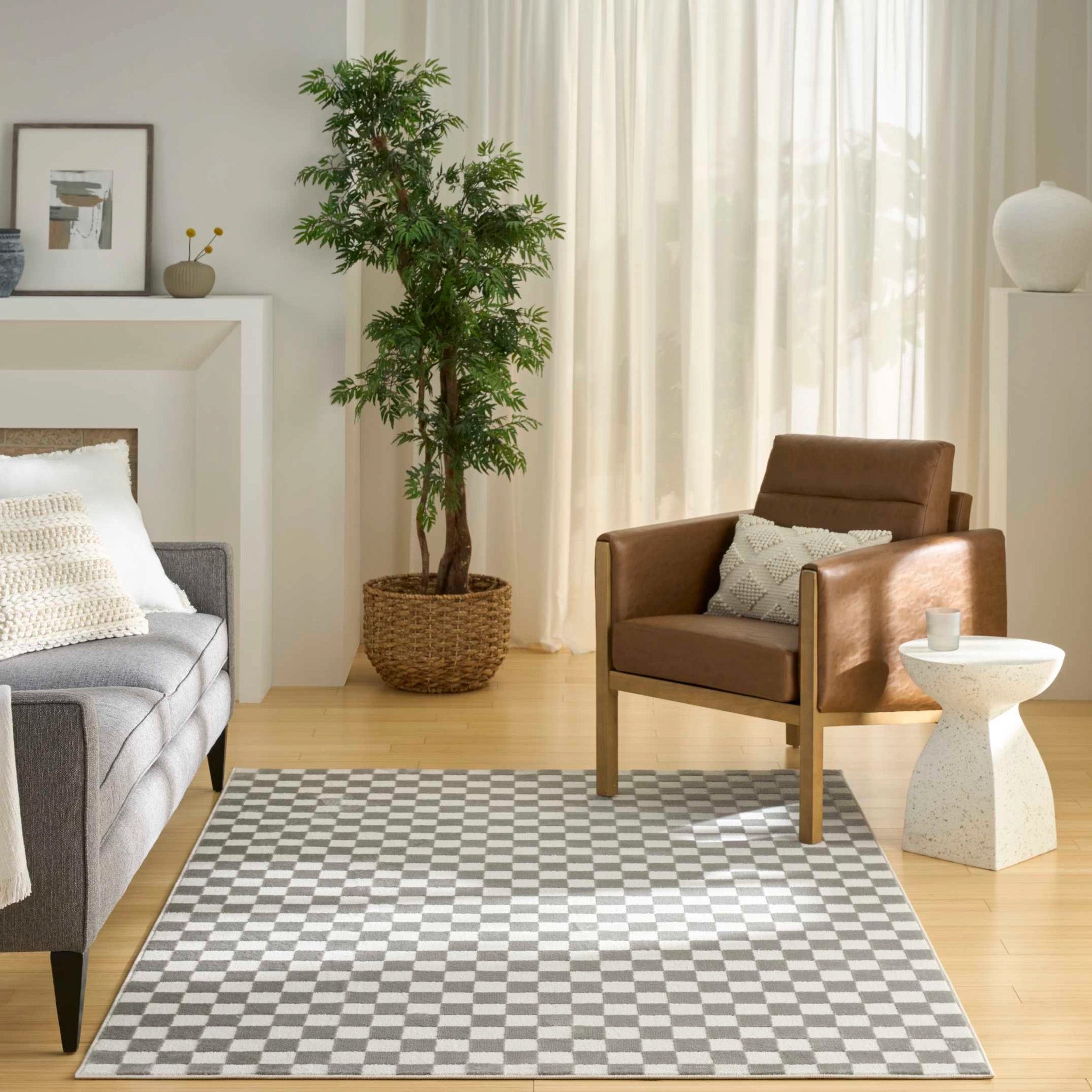 Alfombra Rectangular Check - GRIS