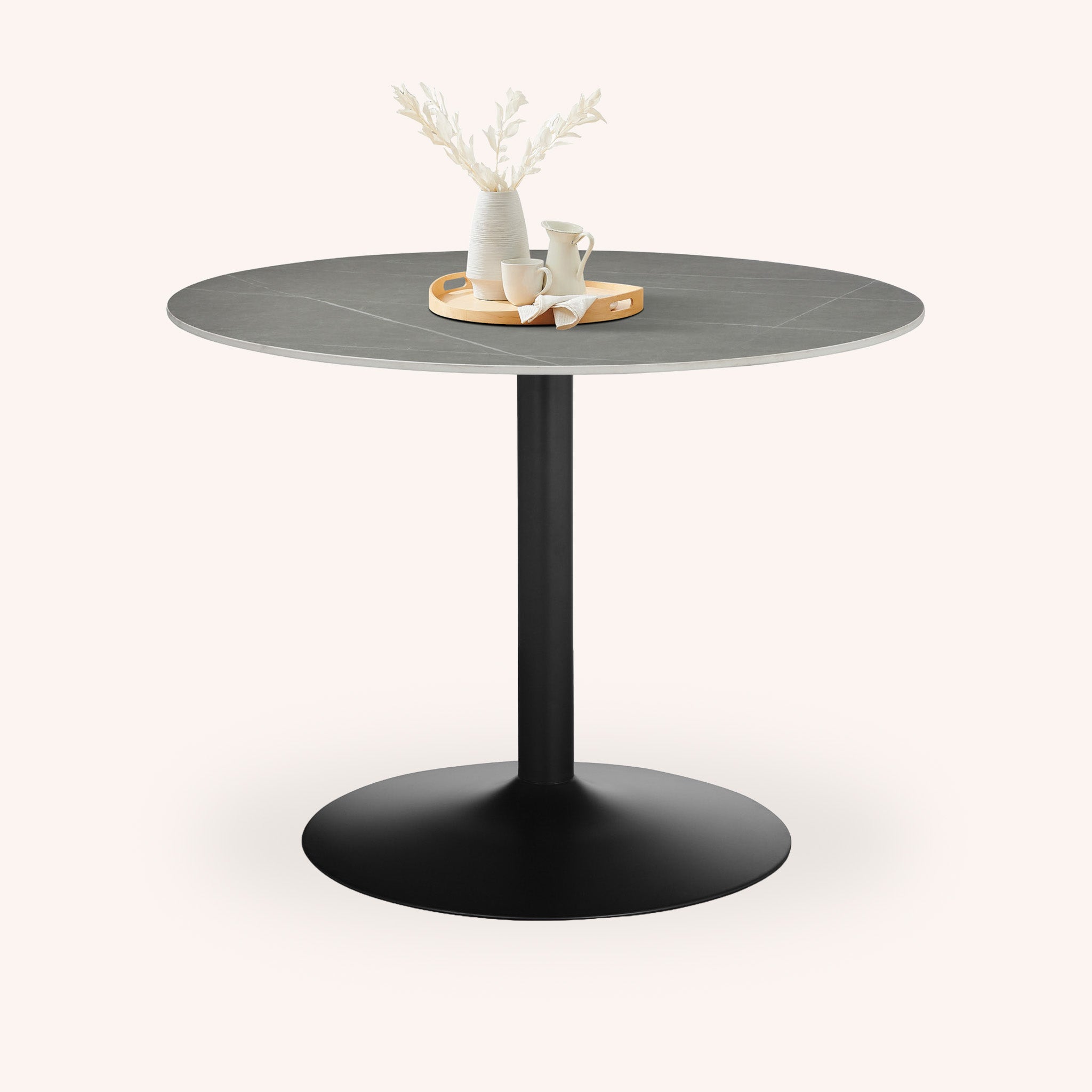 Mesa de Comedor Redonda Martini - GRIS Y NEGRO