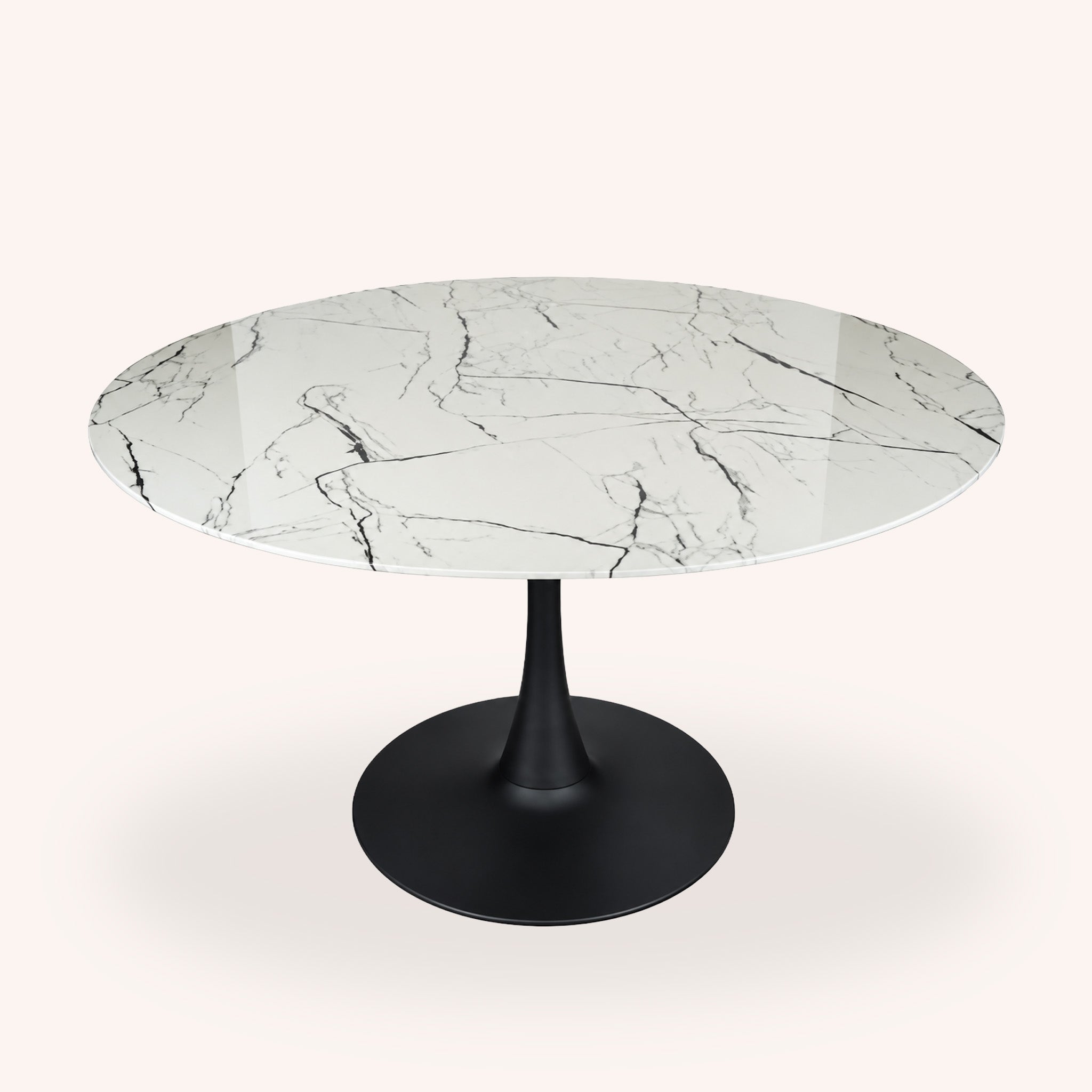 Mesa de Comedor Redonda Milano - BLANCO CON NEGRO