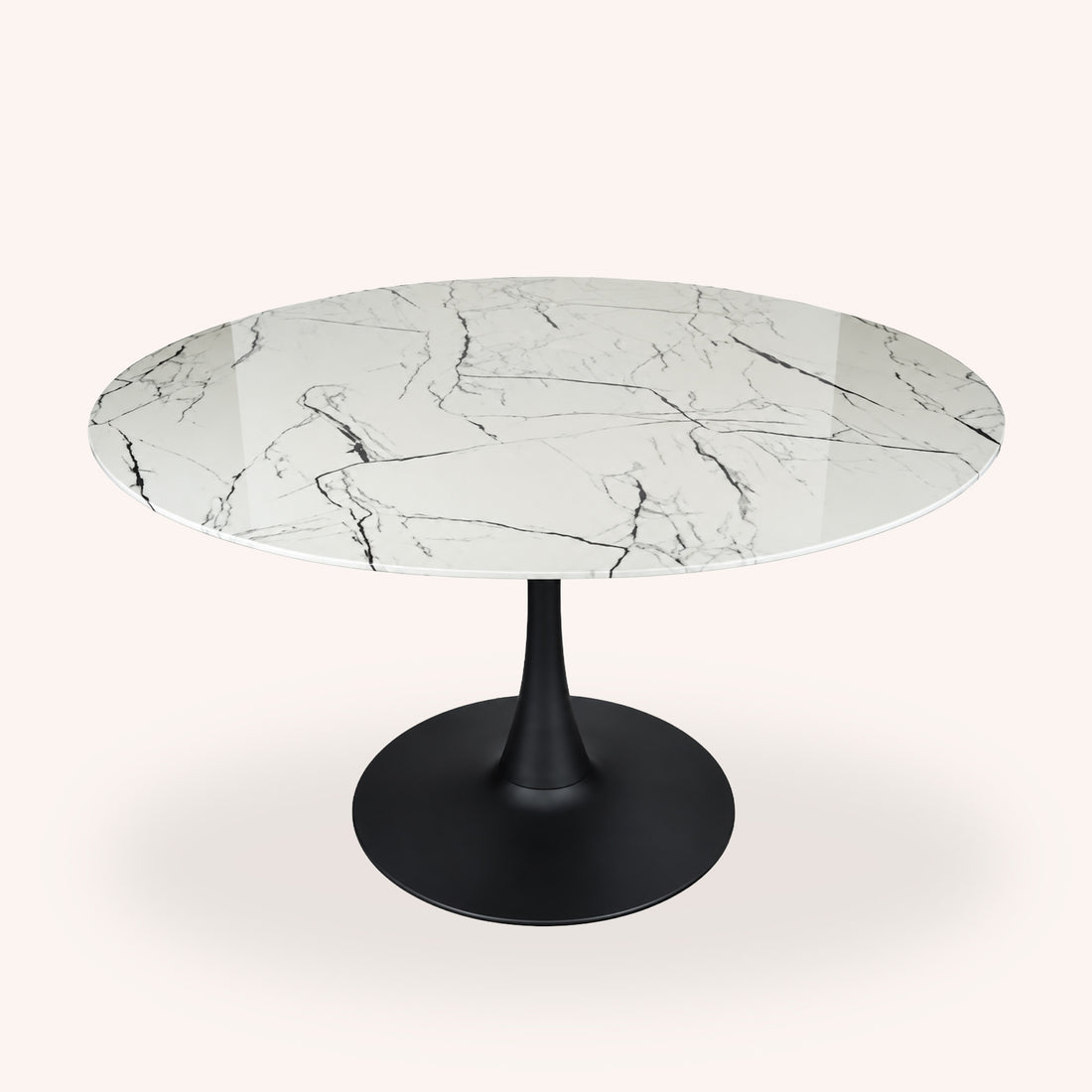 Mesa de Comedor Redonda Milano - BLANCO CON NEGRO