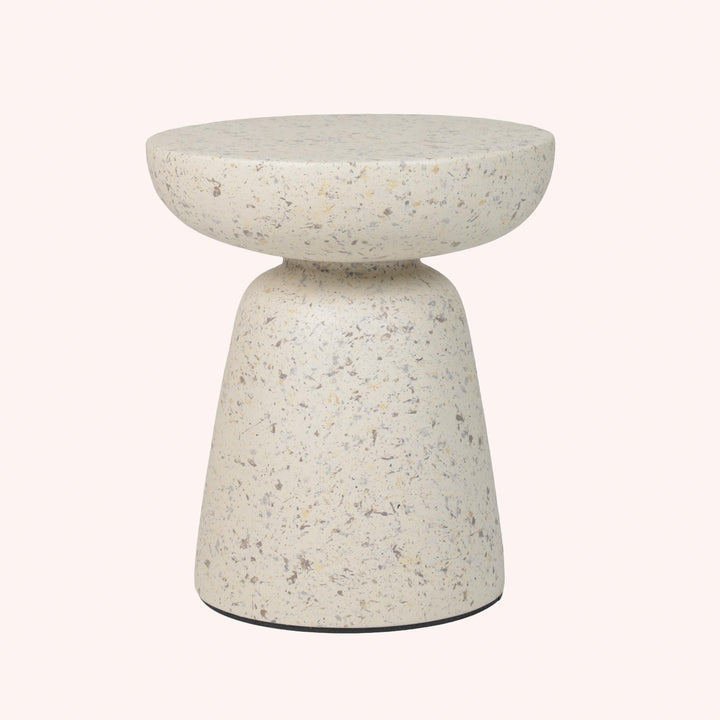 Mesa Lateral Redonda Quartz - CREMA