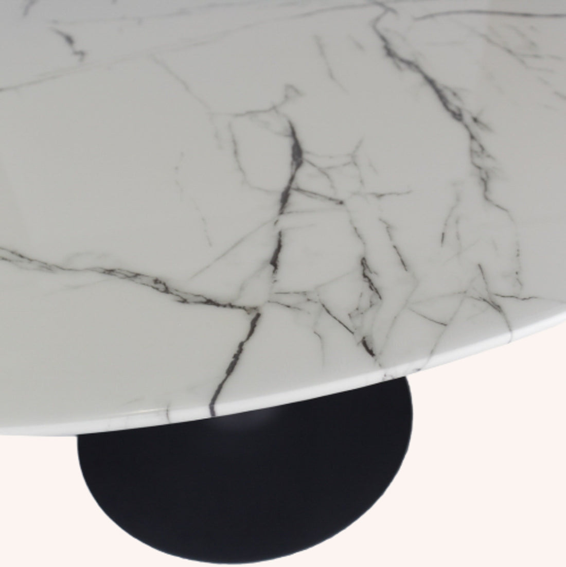 Mesa de Comedor Redonda Milano - BLANCO CON NEGRO