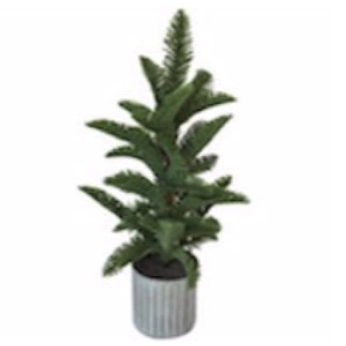 Adorno de Metal – Pino con Base - VERDE Y GRIS