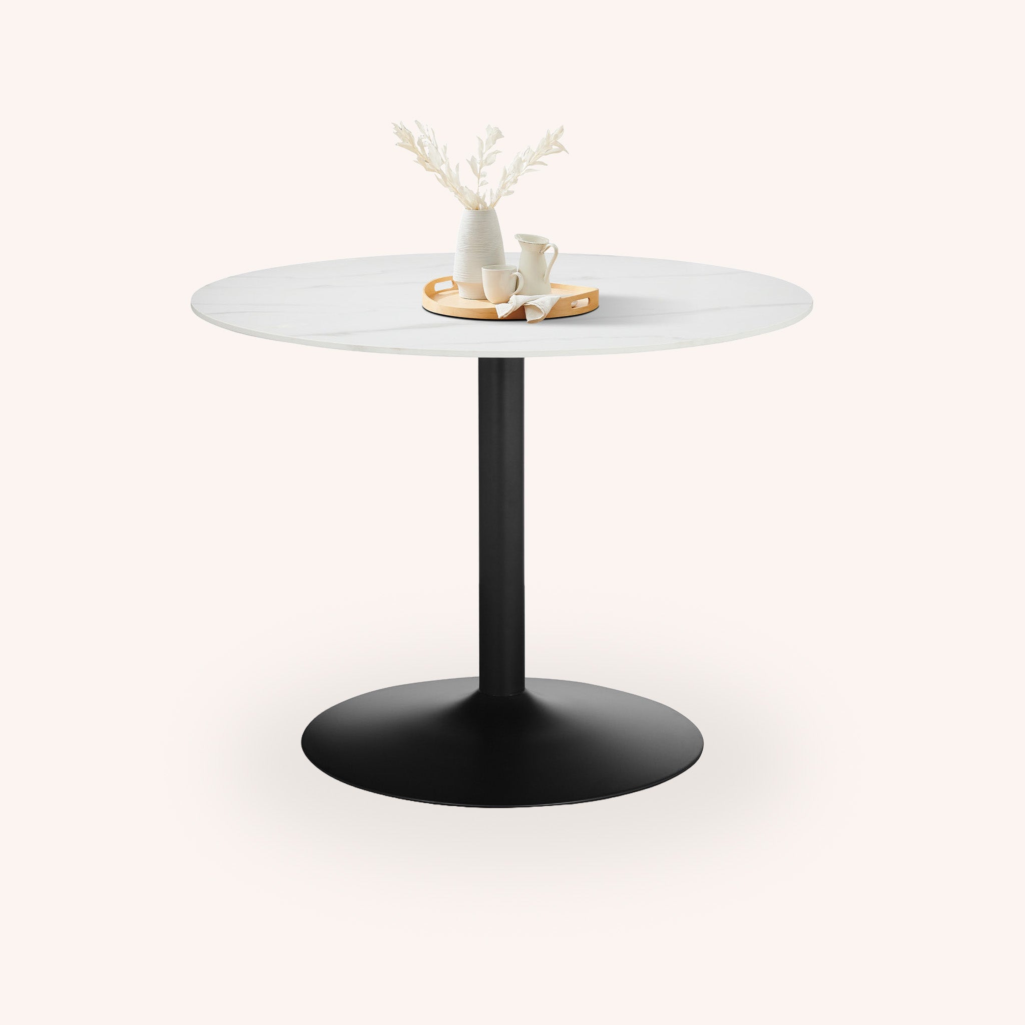 Mesa de Comedor Redonda Martini - BLANCO Y NEGRO
